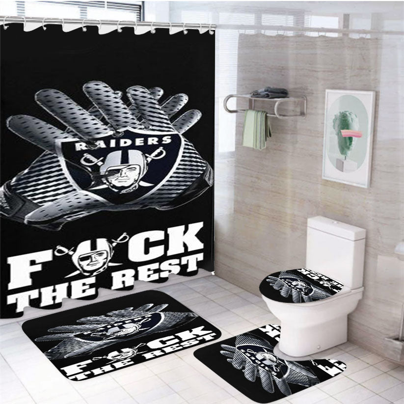 Oakland Raiders The Rest 4Pcs Bathroom Set Shower Curtain