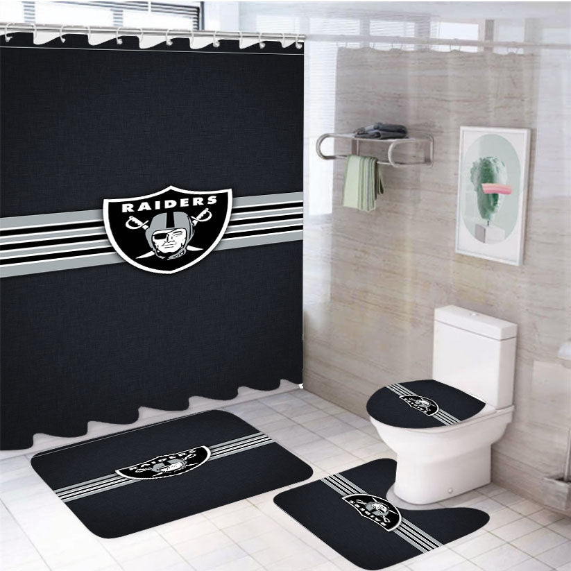 Oakland Raiders Vintage Stripe 4Pcs Bathroom Set Shower Curtain