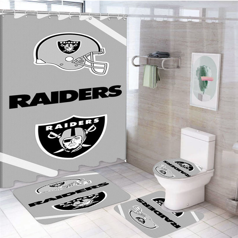 Oakland Raiders Wallpaper 4Pcs Bathroom Set Shower Curtain