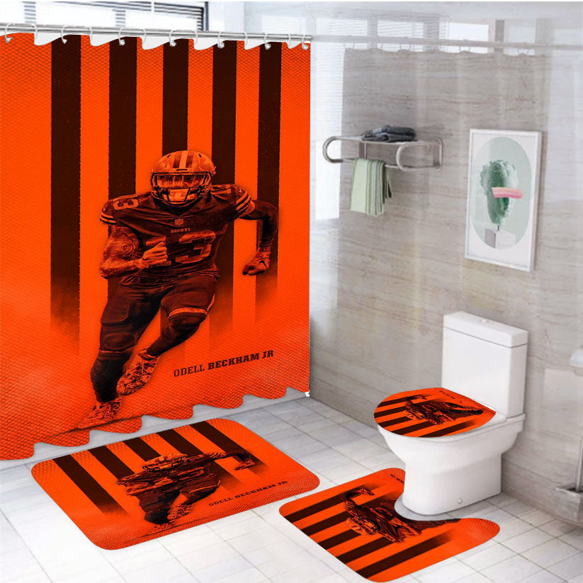 Odell Beckham Jr Best Cleveland Brown Player 4Pcs Bathroom Set Shower Curtain