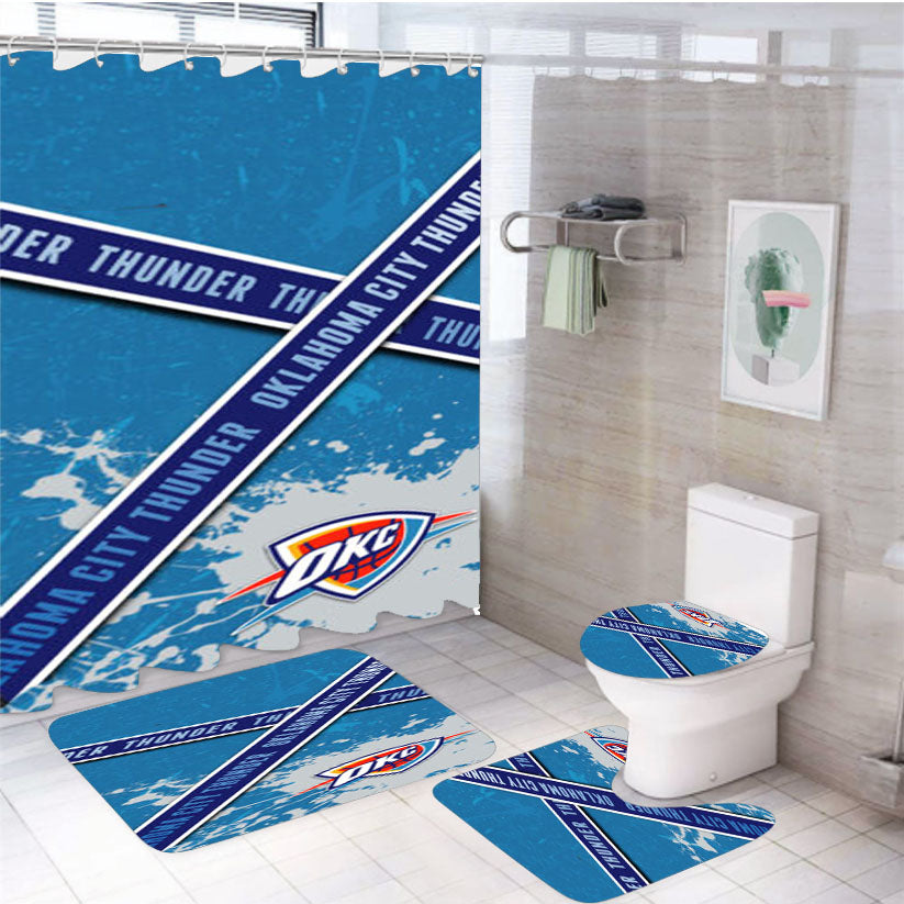 Oklahoma City Thunder Logo 4Pcs Bathroom Set Shower Curtain