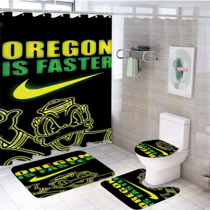 Oregon Ducks Faster Neon 4Pcs Bathroom Set Shower Curtain