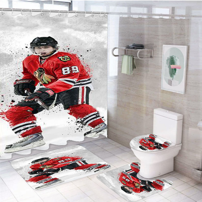 Patrick Kane Chicago Blackhawks 4Pcs Bathroom Set Shower Curtain