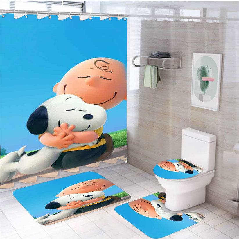Peanuts 4Pcs Bathroom Set Shower Curtain