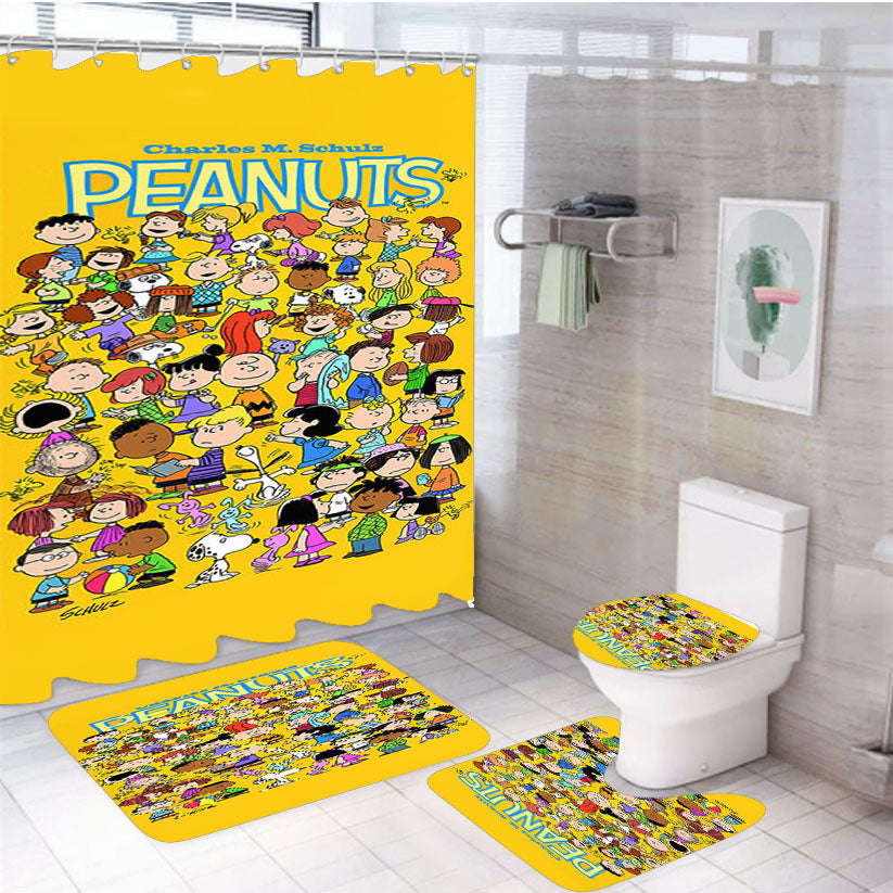 Peanuts Character 4Pcs Bathroom Set Shower Curtain