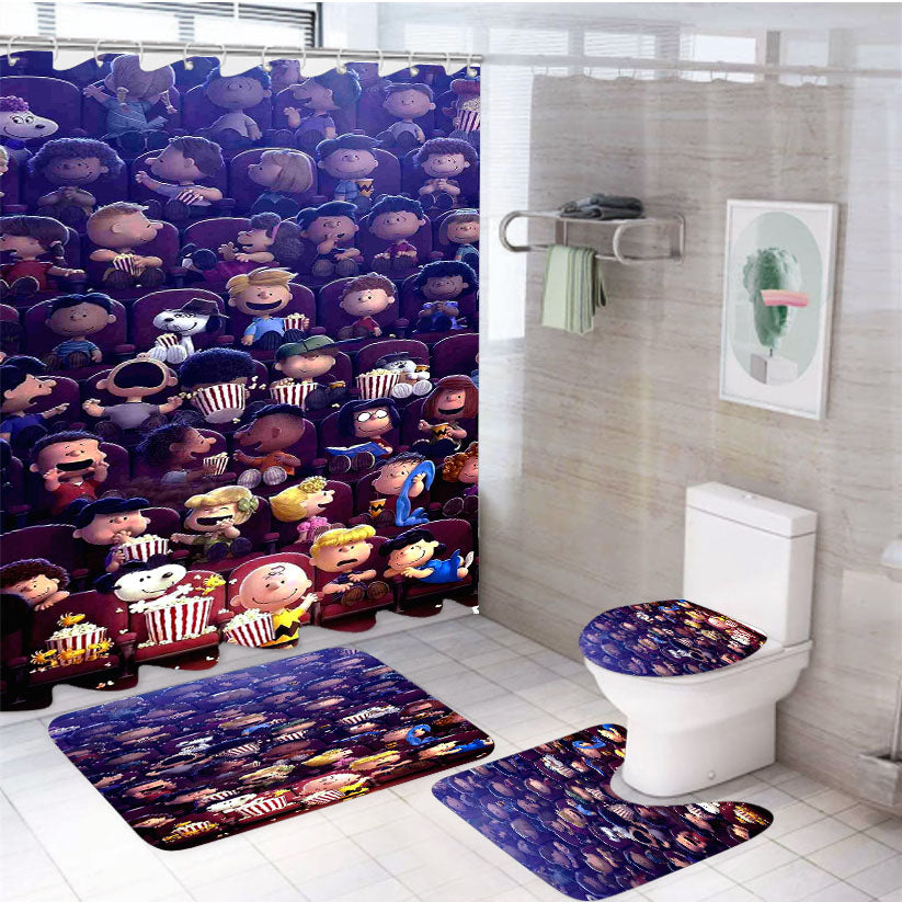 Peanuts Movie 2015 Poster 4Pcs Bathroom Set Shower Curtain