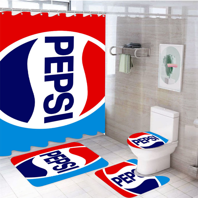 Pepsi Logo 1982 4Pcs Bathroom Set Shower Curtain