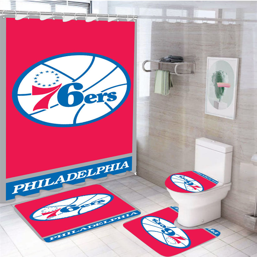 Philadelphia 76Ers 4Pcs Bathroom Set Shower Curtain