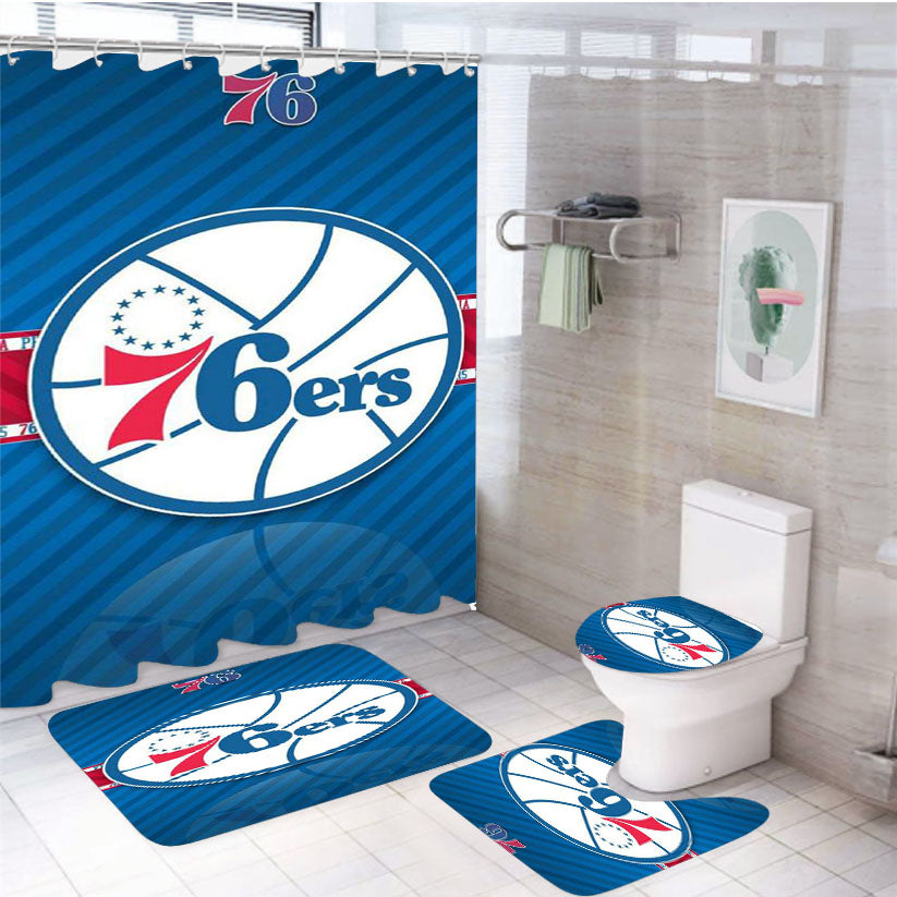 Philadelphia 76Ers Nba 4Pcs Bathroom Set Shower Curtain