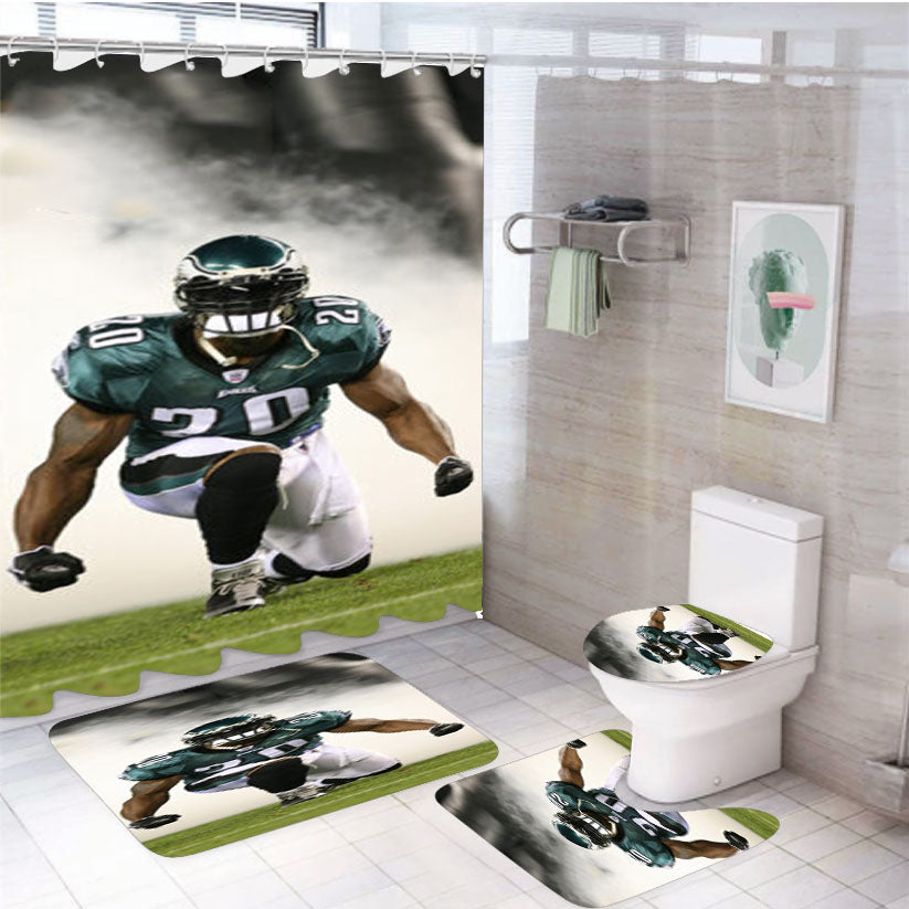 Philadelphia Eagles Brian Dawkins 4Pcs Bathroom Set Shower Curtain