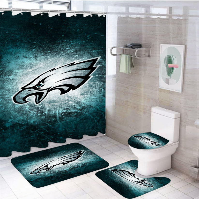 Philadelphia Eagles Grunge Texture Wallpaper 4Pcs Bathroom Set Shower Curtain