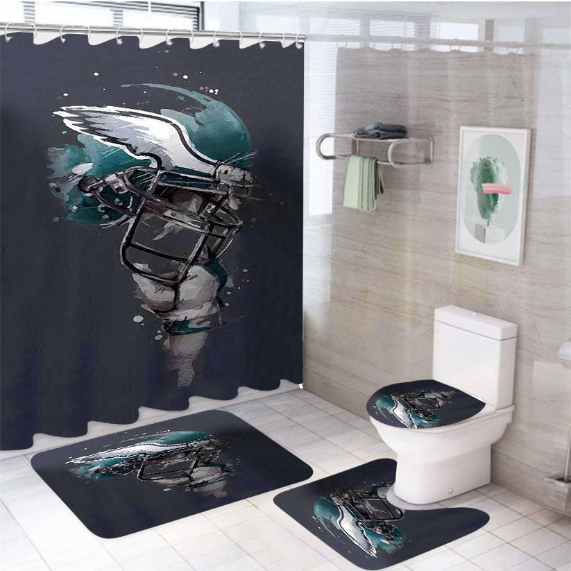 Philadelphia Eagles Helmets 4Pcs Bathroom Set Shower Curtain