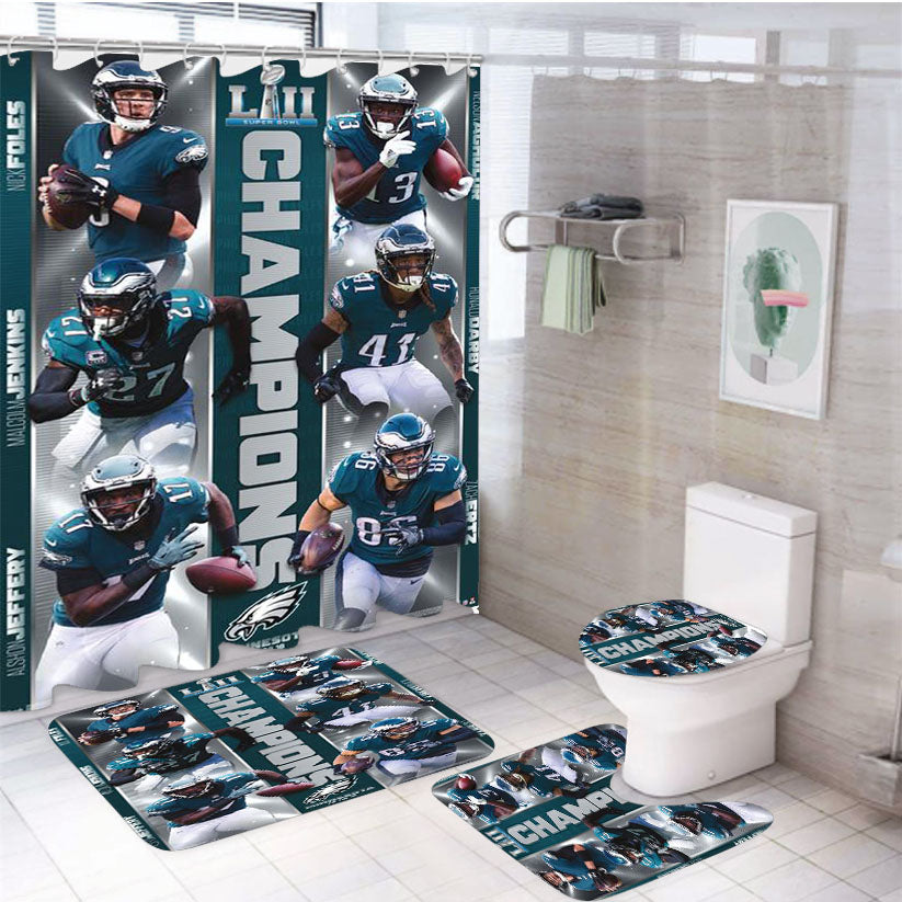 Philadelphia Eagles Super Bowl 4Pcs Bathroom Set Shower Curtain