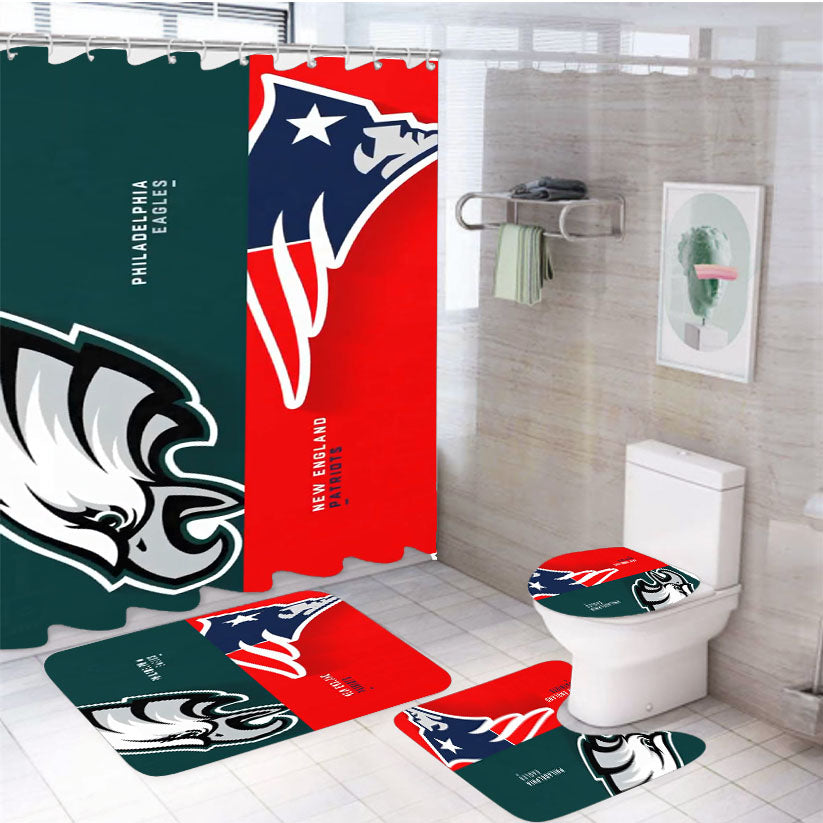 Philadelphia Eagles Vs New England Patriots 4Pcs Bathroom Set Shower Curtain