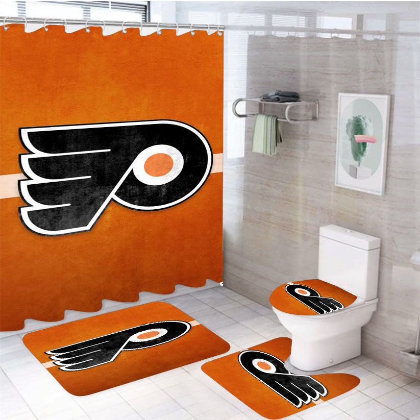 Philadelphia Flyers Logo 4Pcs Bathroom Set Shower Curtain