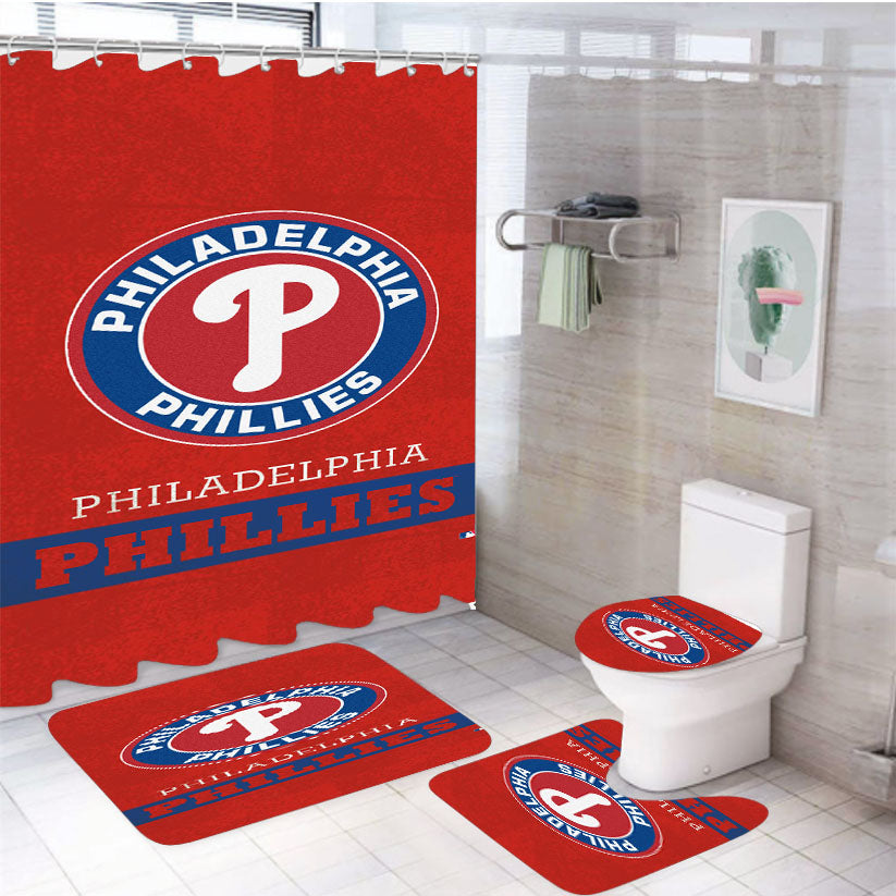 Philadelphia Phillies 4Pcs Bathroom Set Shower Curtain