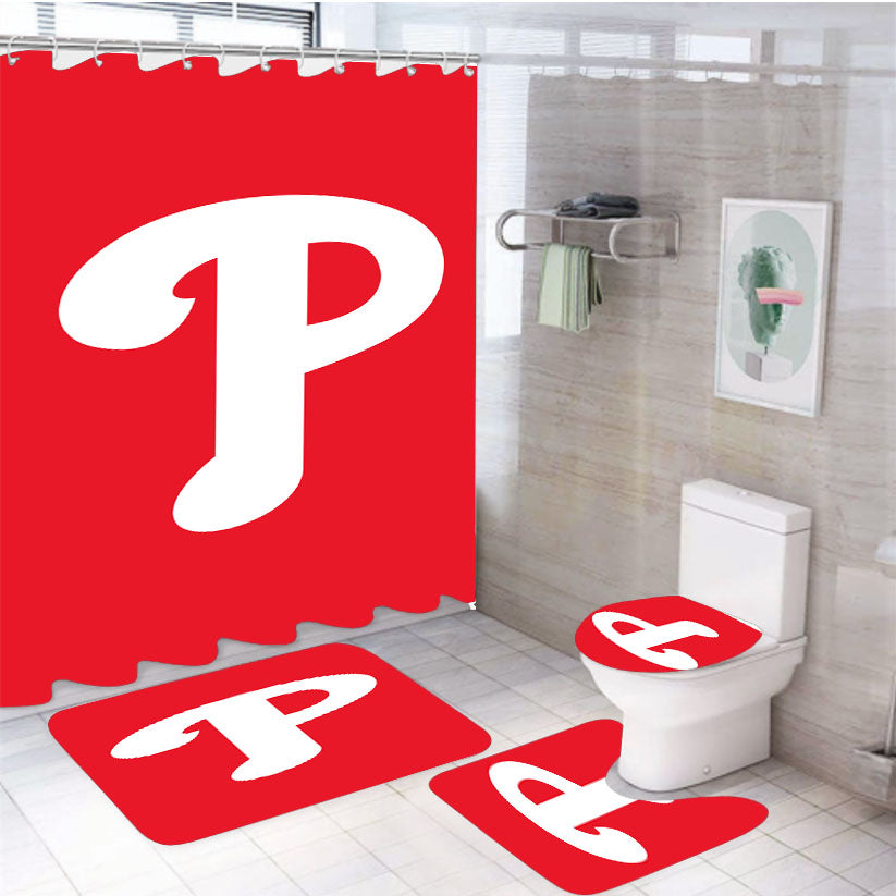 Philadelphia Phillies Insignia 4Pcs Bathroom Set Shower Curtain