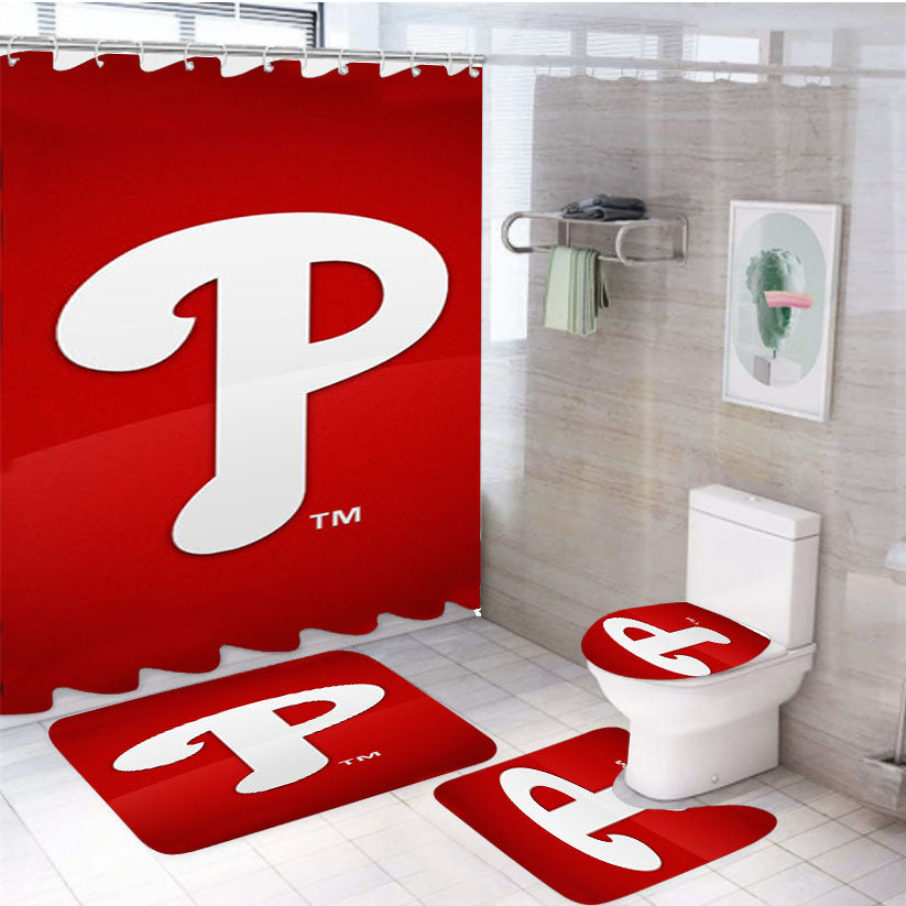 Phillies 4Pcs Bathroom Set Shower Curtain