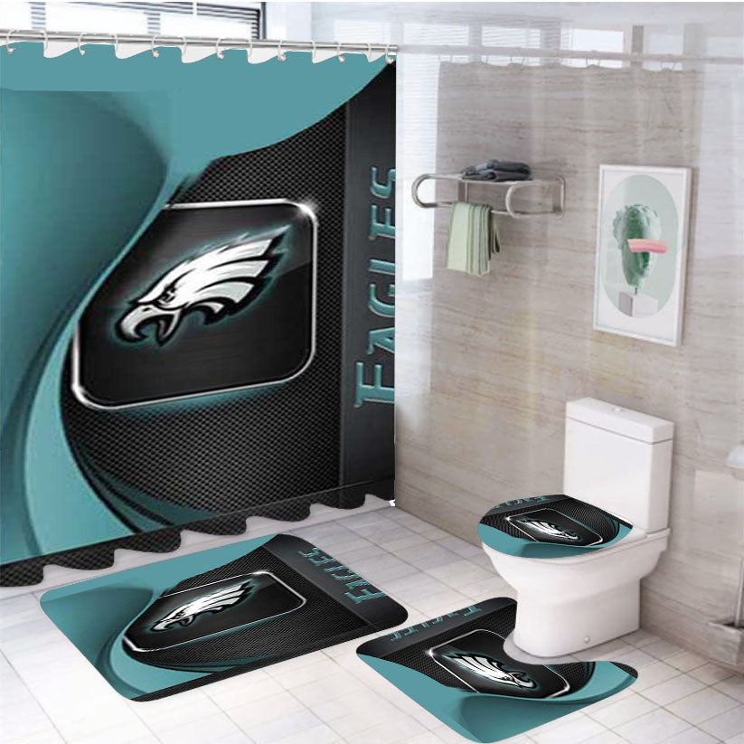 Philly Eagles Mesh Swirl 4Pcs Bathroom Set Shower Curtain