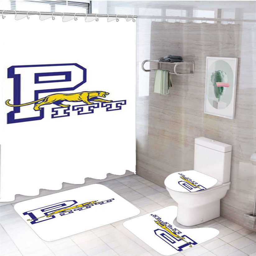 Pitt Panther Logo 4Pcs Bathroom Set Shower Curtain