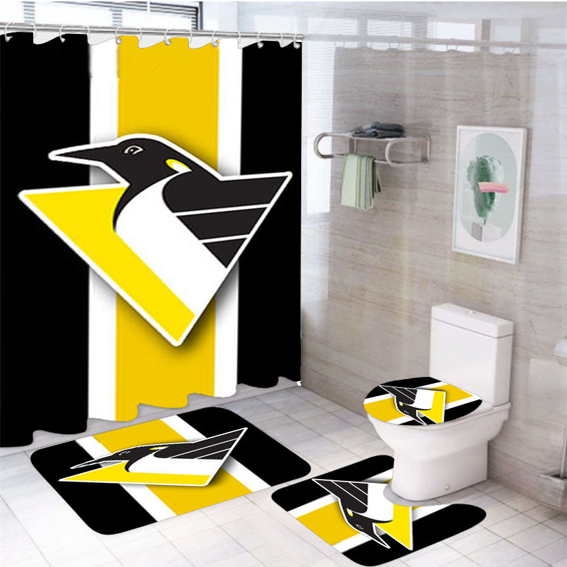 Pittsburgh Penguins Logo 2 4Pcs Bathroom Set Shower Curtain