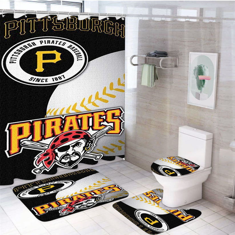 Pittsburgh Pirates 3 4Pcs Bathroom Set Shower Curtain