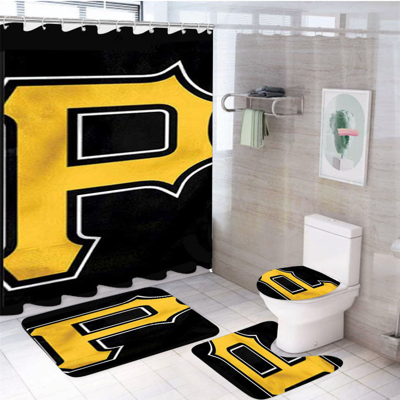 Pittsburgh Pirates Flag 4Pcs Bathroom Set Shower Curtain