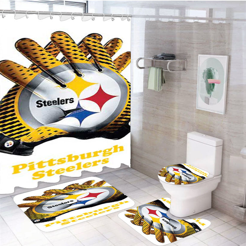 Pittsburgh Steelers Gloves 4Pcs Bathroom Set Shower Curtain
