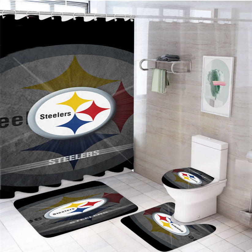 Pittsburgh Steelers Logo 4Pcs Bathroom Set Shower Curtain