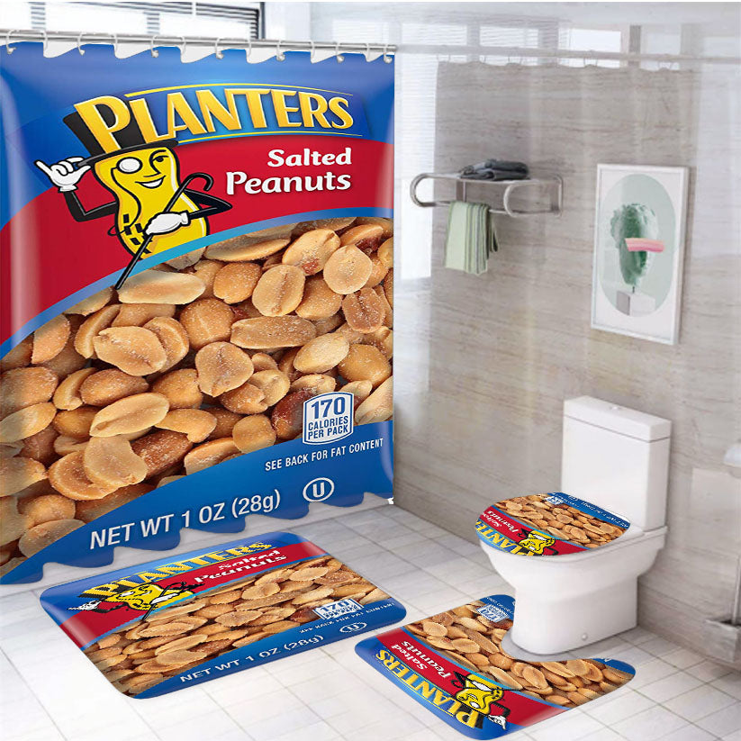 Planters Salted Mr Peanuts 4Pcs Bathroom Set Shower Curtain