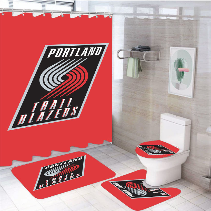 Portland Trail Blazers 4Pcs Bathroom Set Shower Curtain