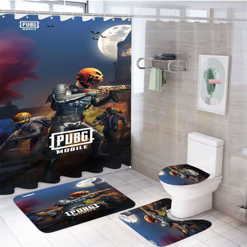 Pubg Mobile Halloween Skins 4Pcs Bathroom Set Shower Curtain