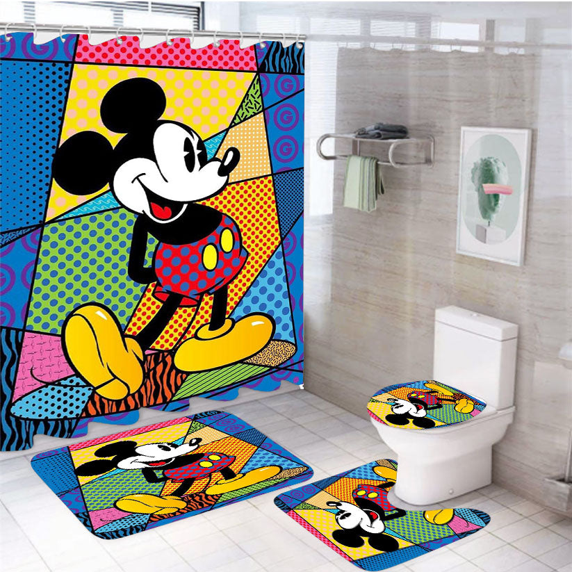 Romero Britto Mickey Mouse 4Pcs Bathroom Set Shower Curtain