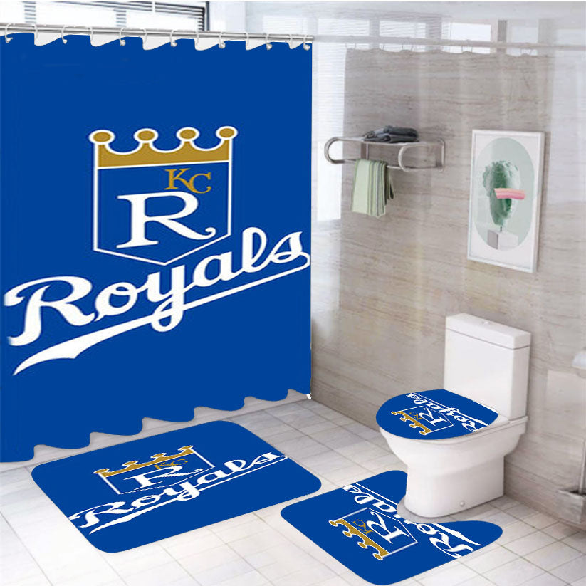 Royal Baseball Logo Blue 4Pcs Bathroom Set Shower Curtain