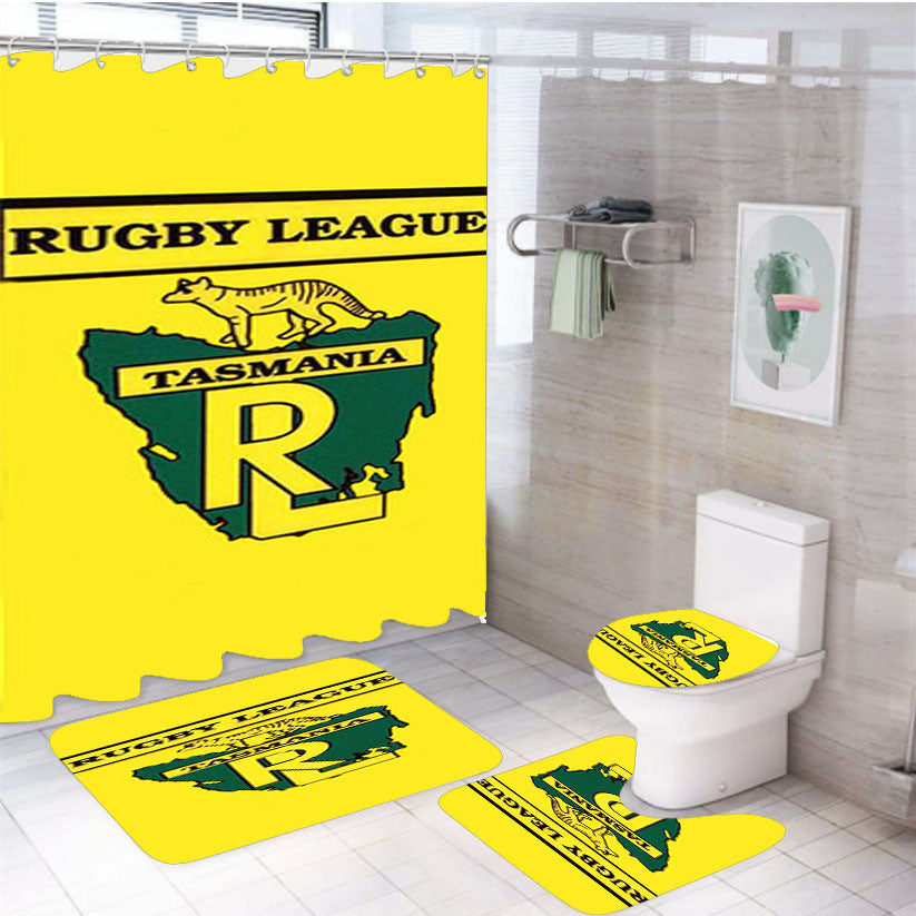Rugby League Tasmania Yellow 4Pcs Bathroom Set Shower Curtain