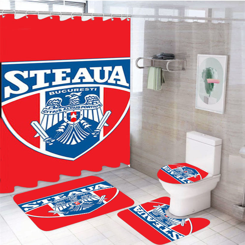 Rugby Steaua Logo Red 4Pcs Bathroom Set Shower Curtain