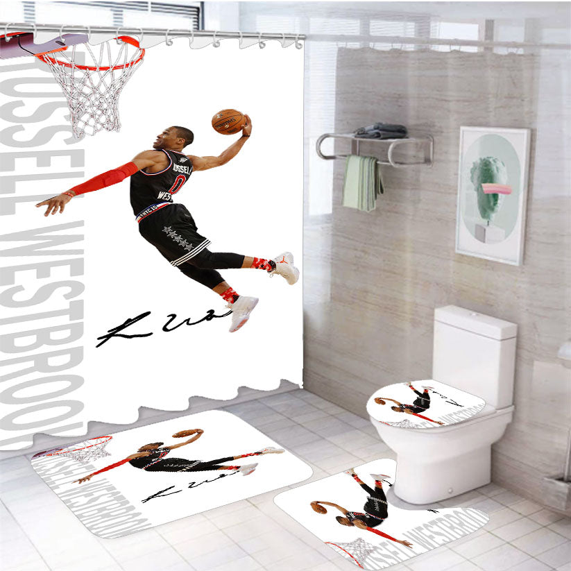 Russell Westbrook Signature Houston Slam Dunk 4Pcs Bathroom Set Shower Curtain