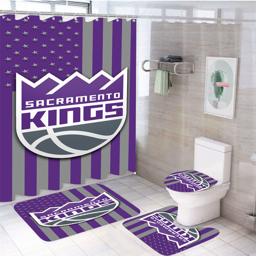 Sacramento Kings Logo Flag 4Pcs Bathroom Set Shower Curtain