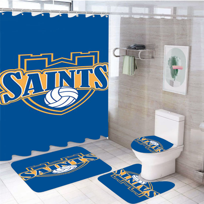 Saints Baseball Logo Blue 4Pcs Bathroom Set Shower Curtain