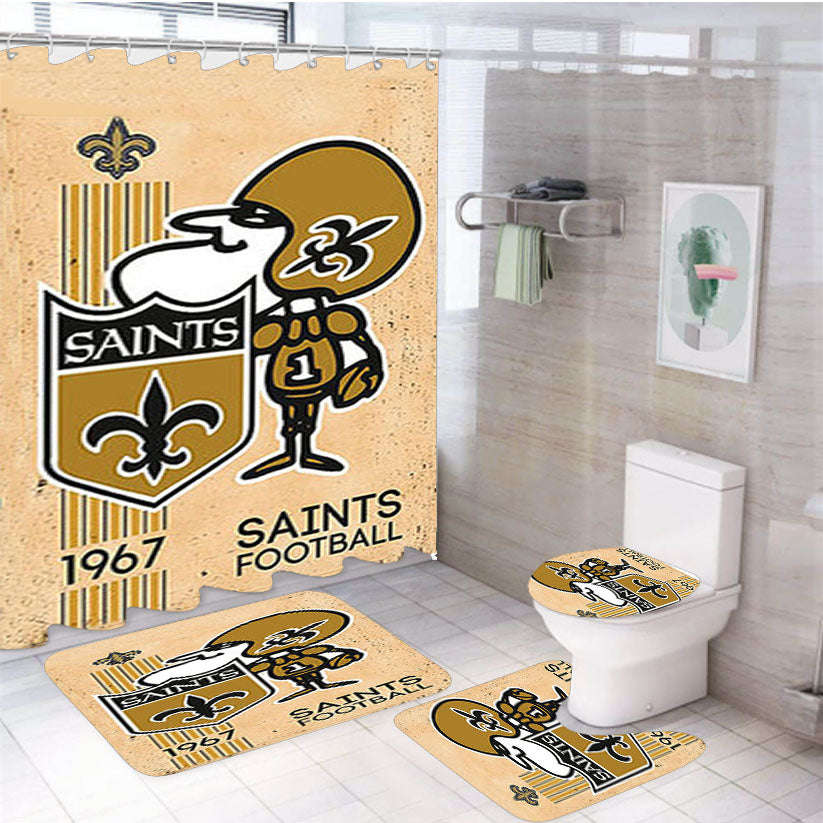Saints Football Logo 4Pcs Bathroom Set Shower Curtain