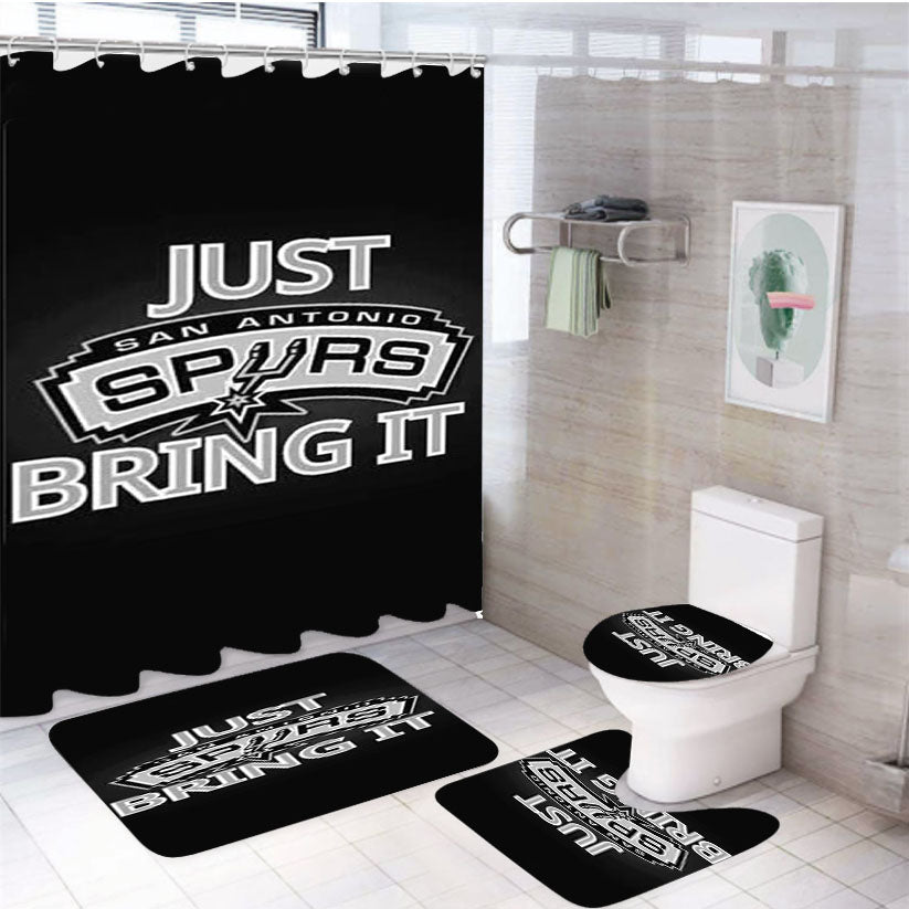 San Antonio Spurs Just Bring It 4Pcs Bathroom Set Shower Curtain