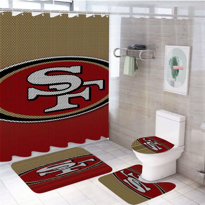 San Francisco 49Ers Carbon Fiber Logo 4Pcs Bathroom Set Shower Curtain