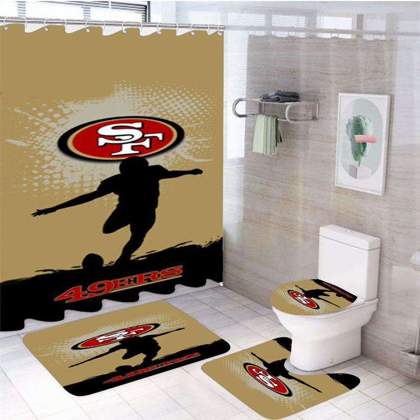 San Francisco 49Ers Nfl Logo 4Pcs Bathroom Set Shower Curtain