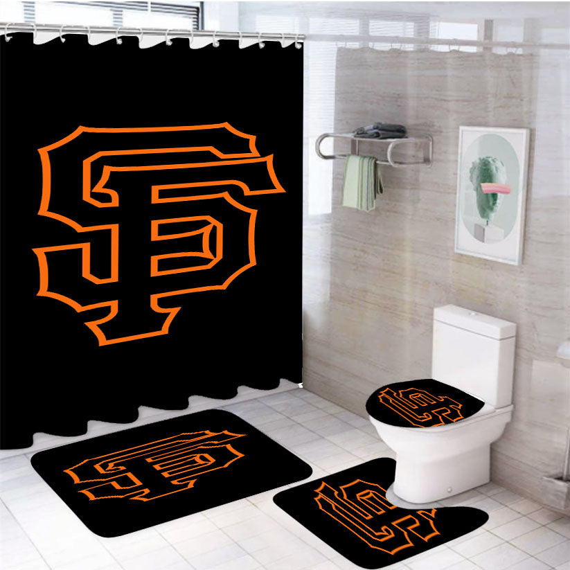 San Francisco Giants Logo 4Pcs Bathroom Set Shower Curtain
