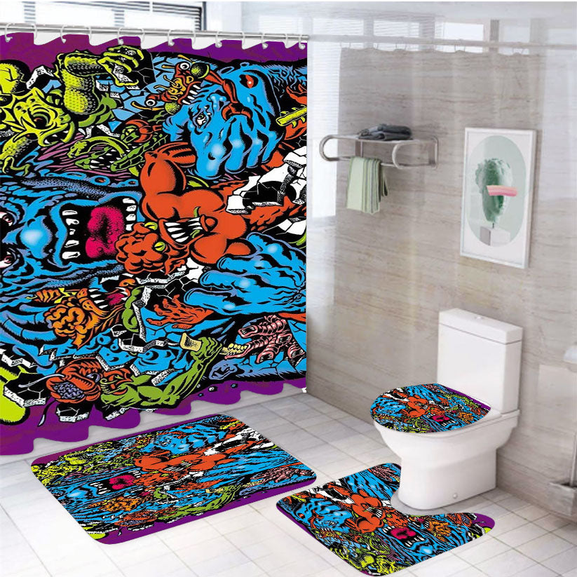 Santa Cruz Skateboard Art 4Pcs Bathroom Set Shower Curtain