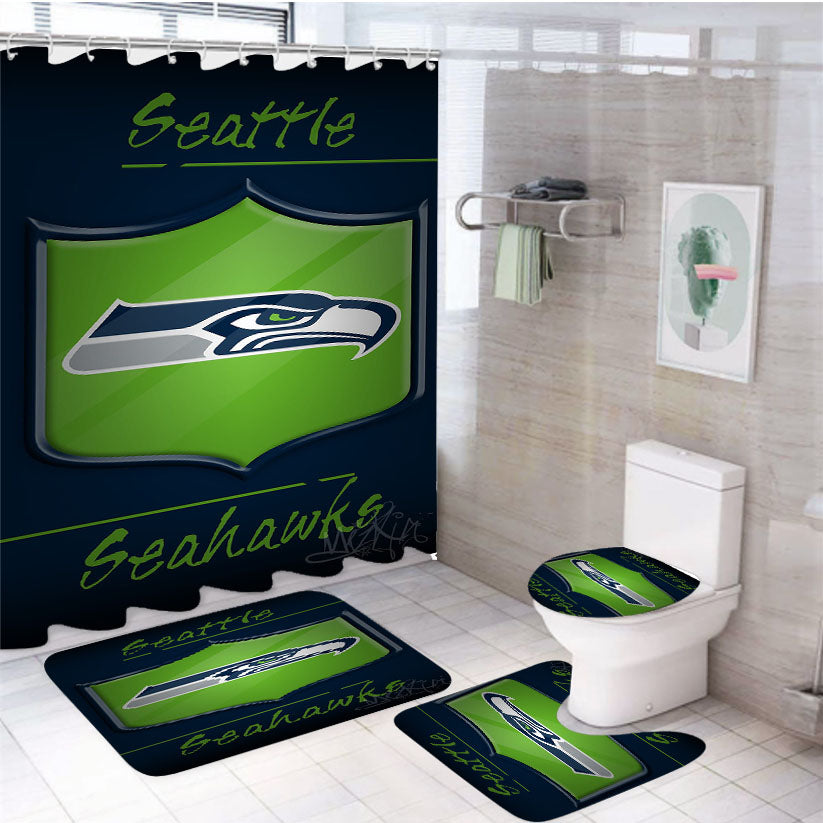 Seattle Seahawks, 12Th Man 4Pcs Bathroom Set Shower Curtain