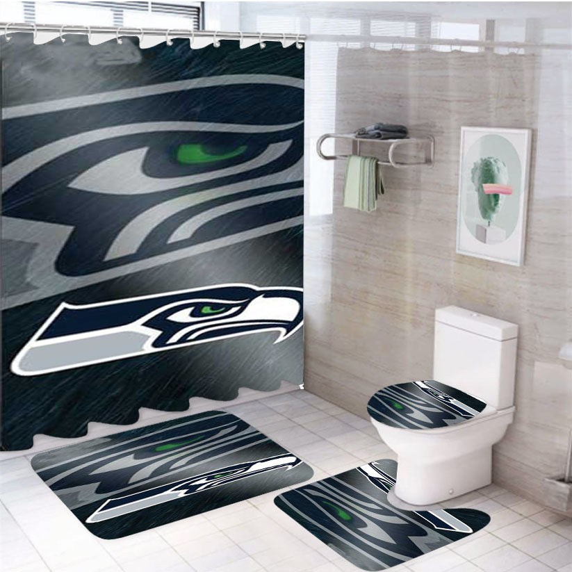 Seattle Seahawks Diagonal Blur 4Pcs Bathroom Set Shower Curtain