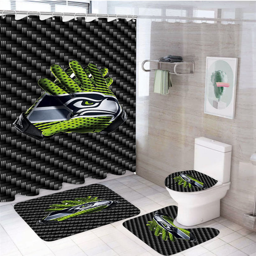 Seattle Seahawks Super Bowl 48 4Pcs Bathroom Set Shower Curtain