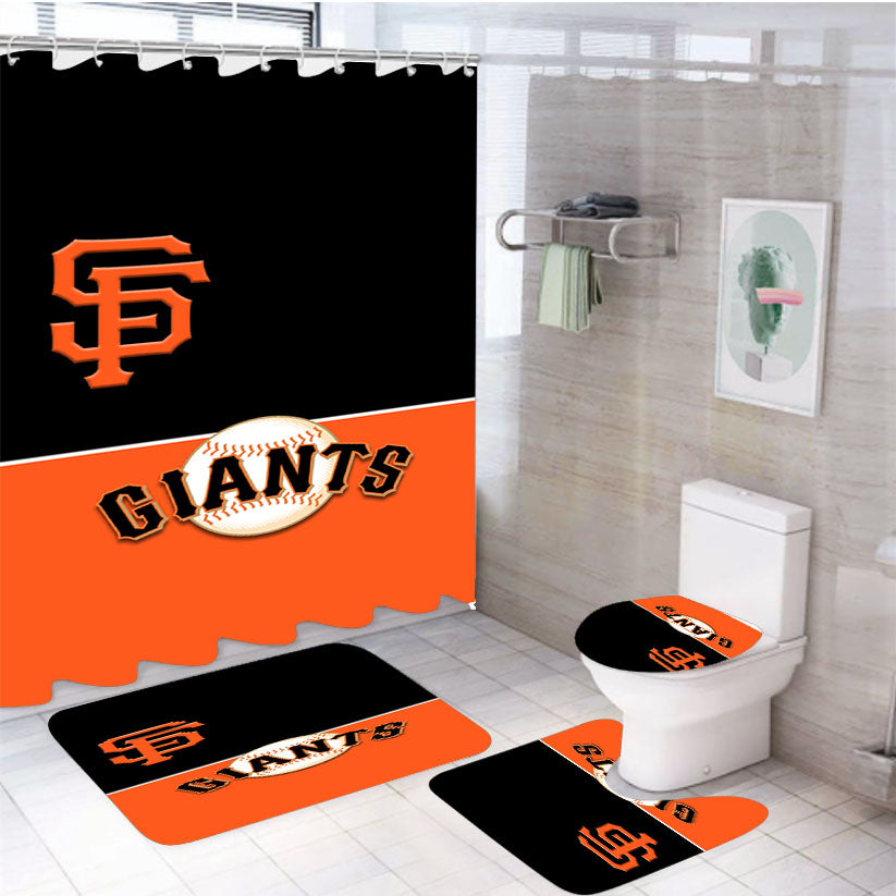 Sf Giants Minimalist Wallpaper 4Pcs Bathroom Set Shower Curtain