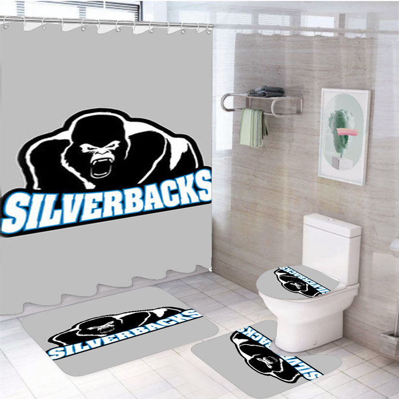 Silverback Baseball Logo Gray 4Pcs Bathroom Set Shower Curtain